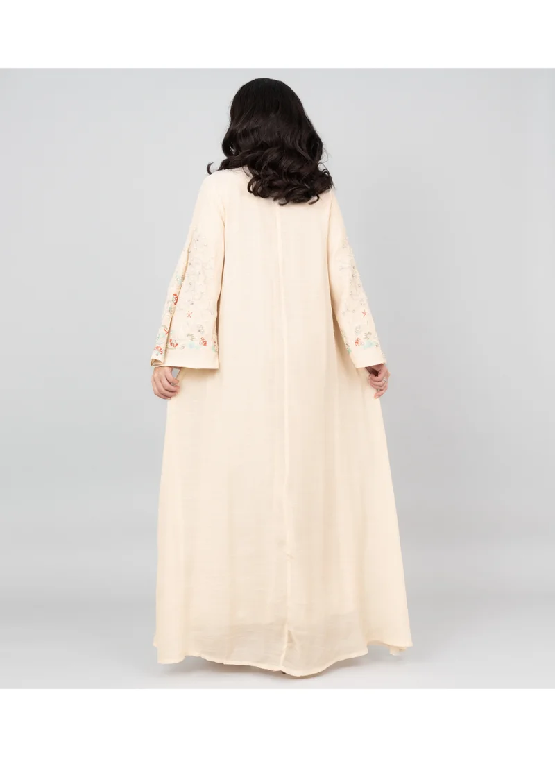 IKKXA Modern Embroidered Jalabiya IK4007 Beige