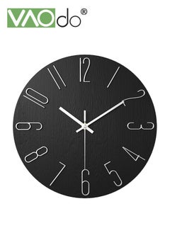 VAOdo Wall Clock 12inch Silent Non-Ticking Modern Style Wooden Wall Clocks Decorative for Office Home Bedroom School Black  - Image 1