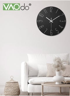 VAOdo Wall Clock 12inch Silent Non-Ticking Modern Style Wooden Wall Clocks Decorative for Office Home Bedroom School Black  - Image 4