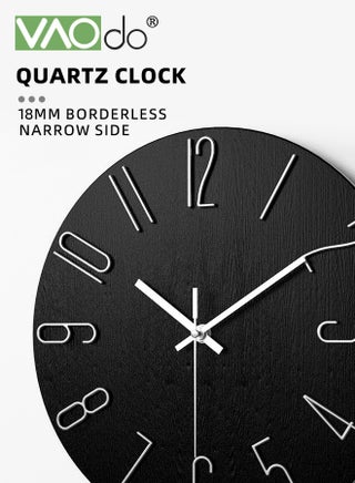 Wall Clock 12inch Silent Non-Ticking Modern Style Wall Clocks Decorative for Office Home Bedroom School Black - view 2