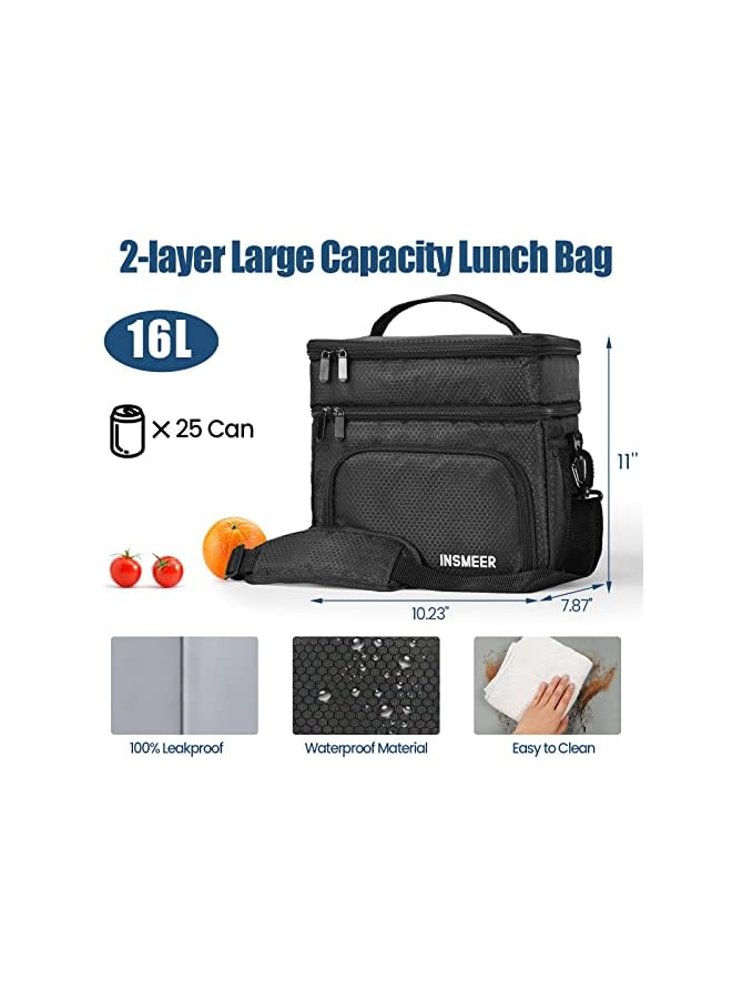 Zaboon Lunch Bag16L Insulated Lunch Bags Reusable Lunch Box For Adultmenwomen Double Deck Cooler Bag Leakproof For Picnic Travel Office - Image 4