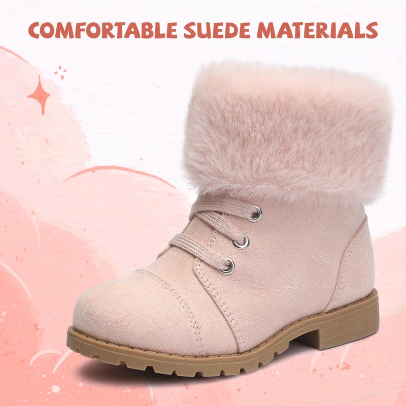 shoeslocker Girls Boots Ankle Boot for Girls Warm Lightweight Winter Boot with Zipper pink 7 - Image 4
