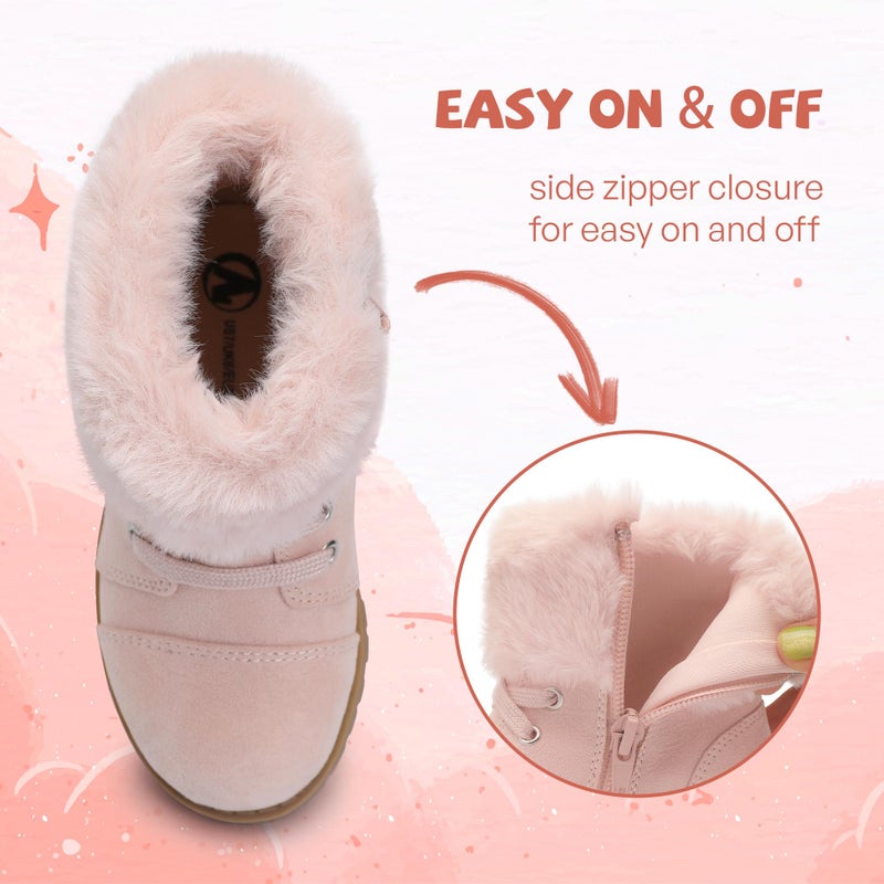 shoeslocker Girls Boots Ankle Boot for Girls Warm Lightweight Winter Boot with Zipper pink 7 - Image 5