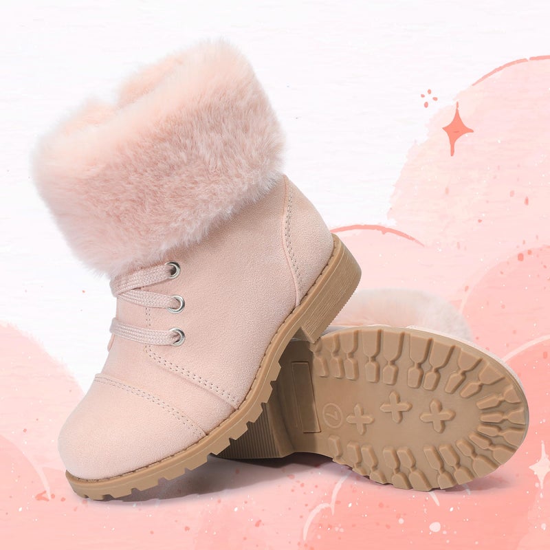 shoeslocker Girls Boots Ankle Boot for Girls Warm Lightweight Winter Boot with Zipper pink 7 - Image 3