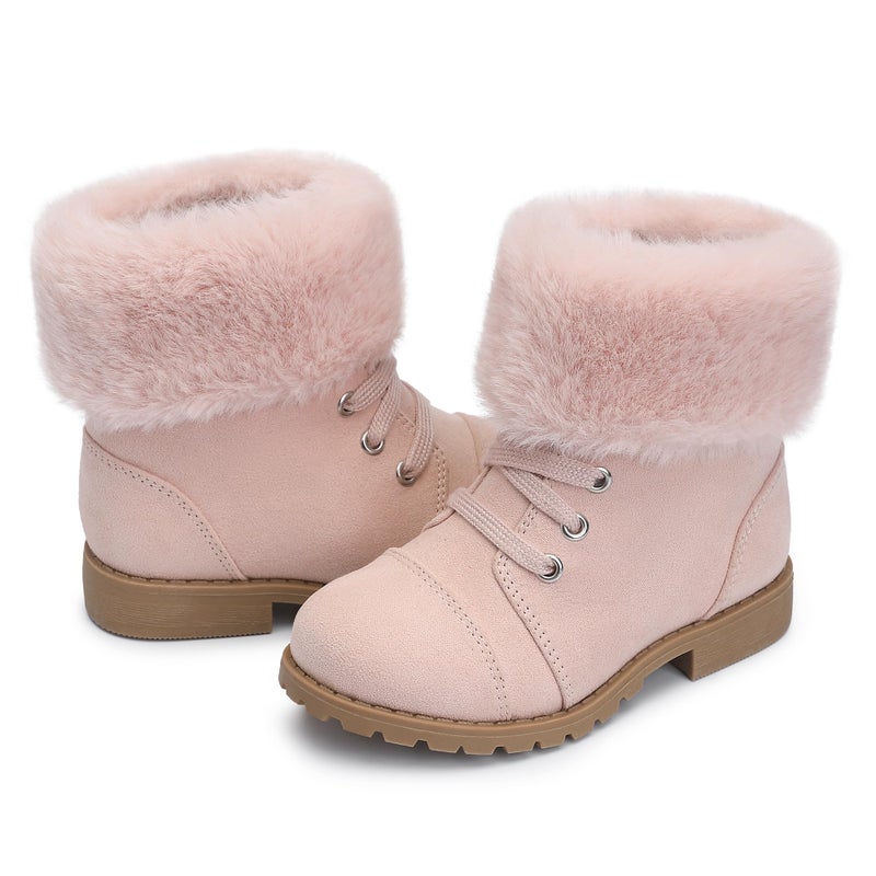 shoeslocker Girls Boots Ankle Boot for Girls Warm Lightweight Winter Boot with Zipper pink 7 - Image 1