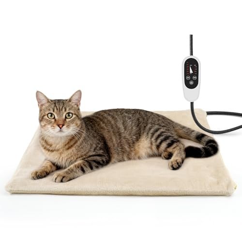 NICREW Cat Heating Pad, Temperature Adjustable Heated Cat Bed with Auto Shut Off Timer, Indoor Pet Heated Bed Mat for Small Dogs, 17.7 x 15.7 Inches, 55W - Image 1