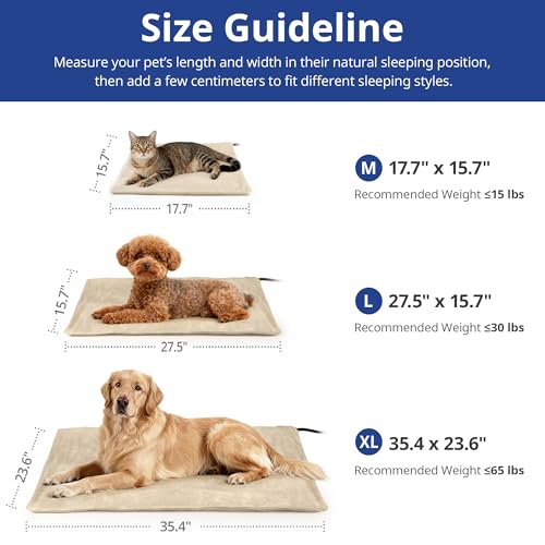 NICREW Cat Heating Pad, Temperature Adjustable Heated Cat Bed with Auto Shut Off Timer, Indoor Pet Heated Bed Mat for Small Dogs, 17.7 x 15.7 Inches, 55W - Image 5
