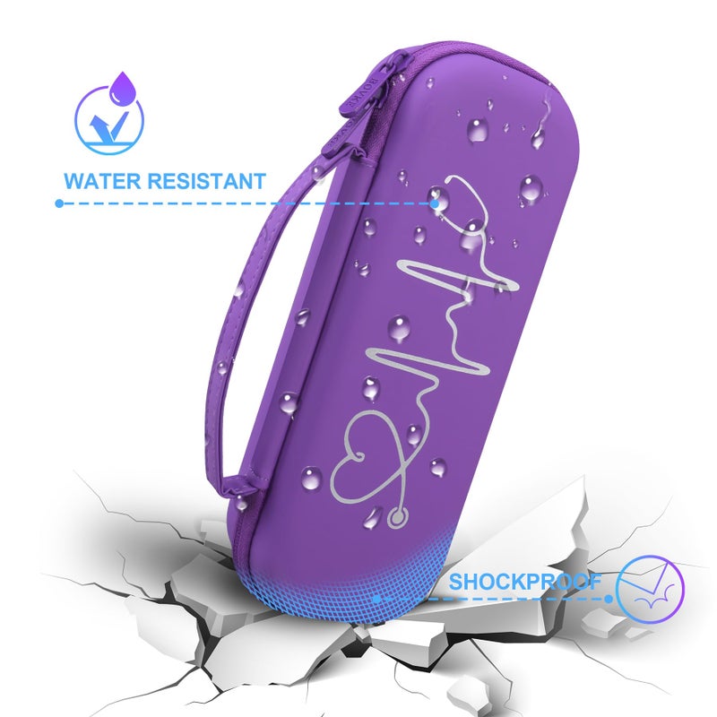 BOVKE Stethoscope Case for 3M Littmann Classic III, Lightweight II S.E, MDF Acoustica Deluxe Stethoscopes - Extra Room for Medical Bandage Scissors EMT Trauma Shear and LED Penlights, Dark Purple - Image 5