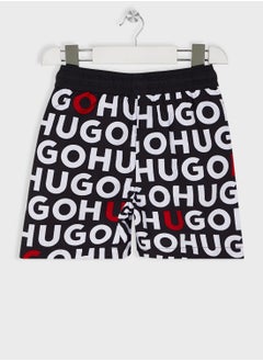 HUGO Kids Aop Logo Swim Shorts  - Image 2