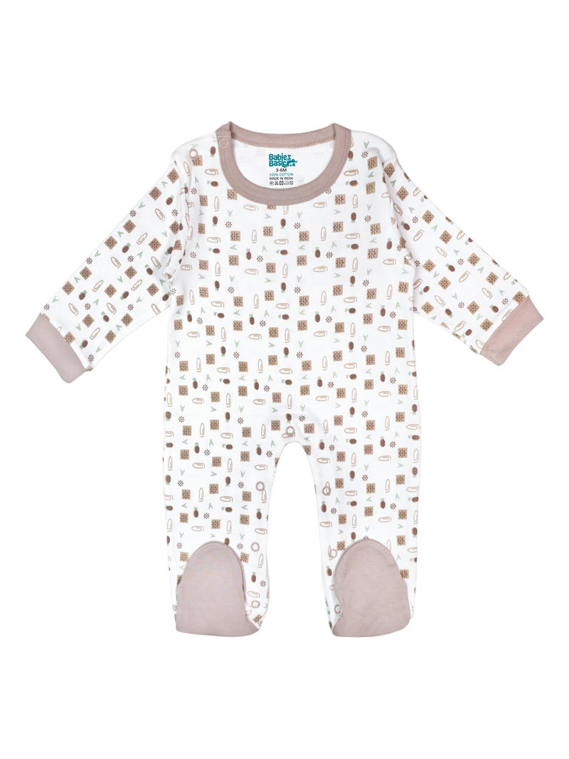 Babies Basic 5 piece Unisex 100% Cotton Sets include Bib, Romper, Mittens, Cap and Sleepsuit/Jumpsuit - Image 2