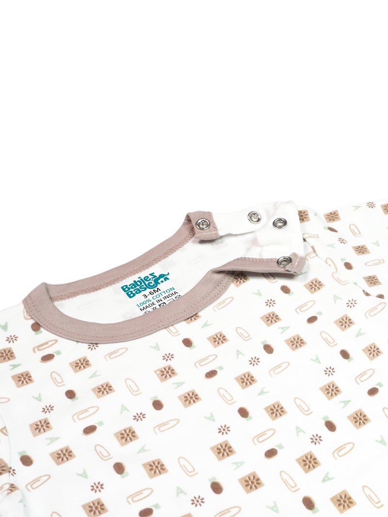 Babies Basic 5 piece Unisex 100% Cotton Sets include Bib, Romper, Mittens, Cap and Sleepsuit/Jumpsuit - Image 5