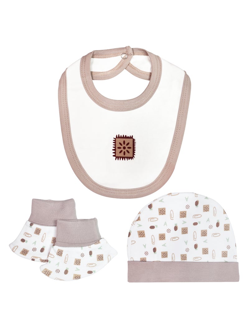 Babies Basic 5 piece Unisex 100% Cotton Sets include Bib, Romper, Mittens, Cap and Sleepsuit/Jumpsuit - Image 4