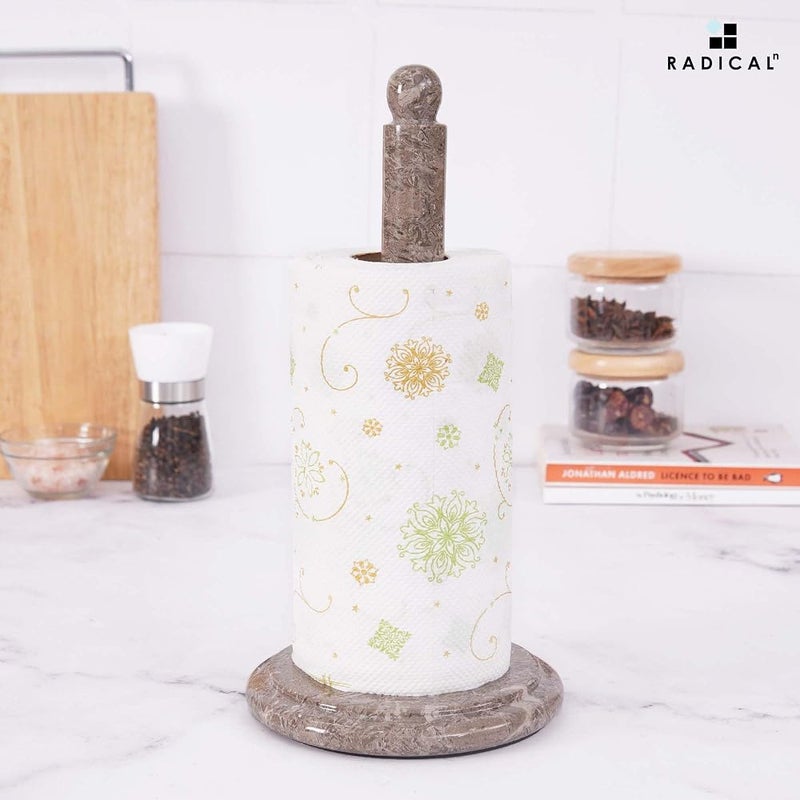 RADICALn Handmade Oceanic Marble Paper Towel Holder 12.5" – Countertop Toilet Paper Stand for Bathroom & Kitchen, Elegant Durable Home Accessory - Image 2