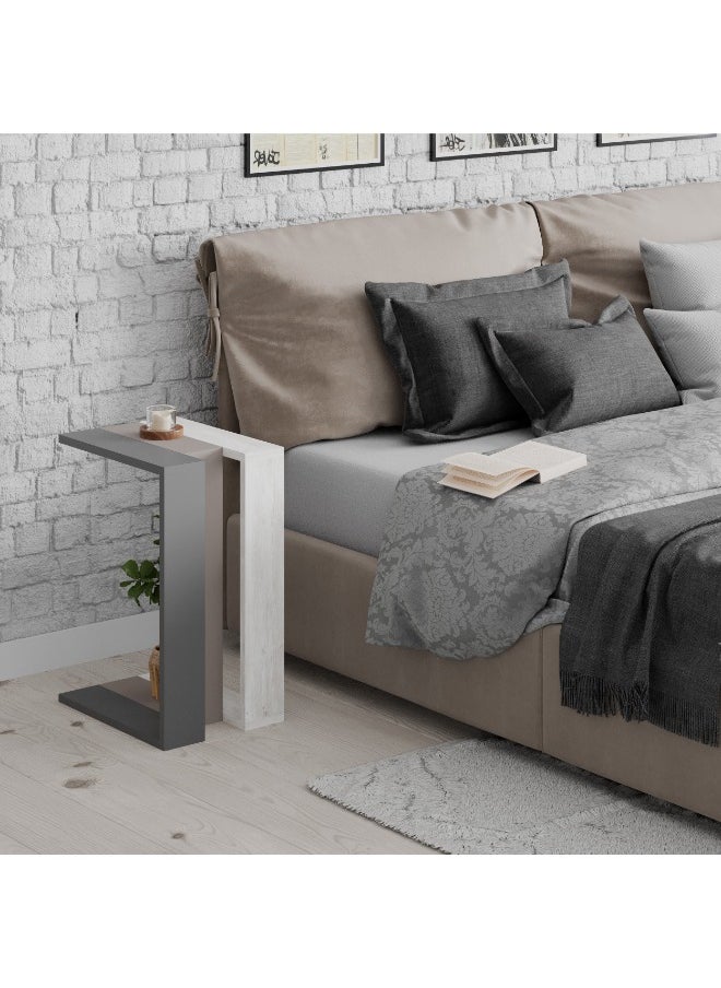 Muju C Side Table | Multifunctional Living Room Space Saving Side Table | 57X40X30Cm | Coffee Table | Side End Table | Modern Design Furniture (Dark Grey  Light Mocha Ancient White)