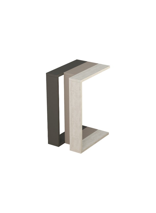 Muju C Side Table | Multifunctional Living Room Space Saving Side Table | 57X40X30Cm | Coffee Table | Side End Table | Modern Design Furniture (Dark Grey  Light Mocha Ancient White)