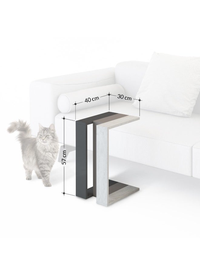 Muju C Side Table | Multifunctional Living Room Space Saving Side Table | 57X40X30Cm | Coffee Table | Side End Table | Modern Design Furniture (Dark Grey  Light Mocha Ancient White)