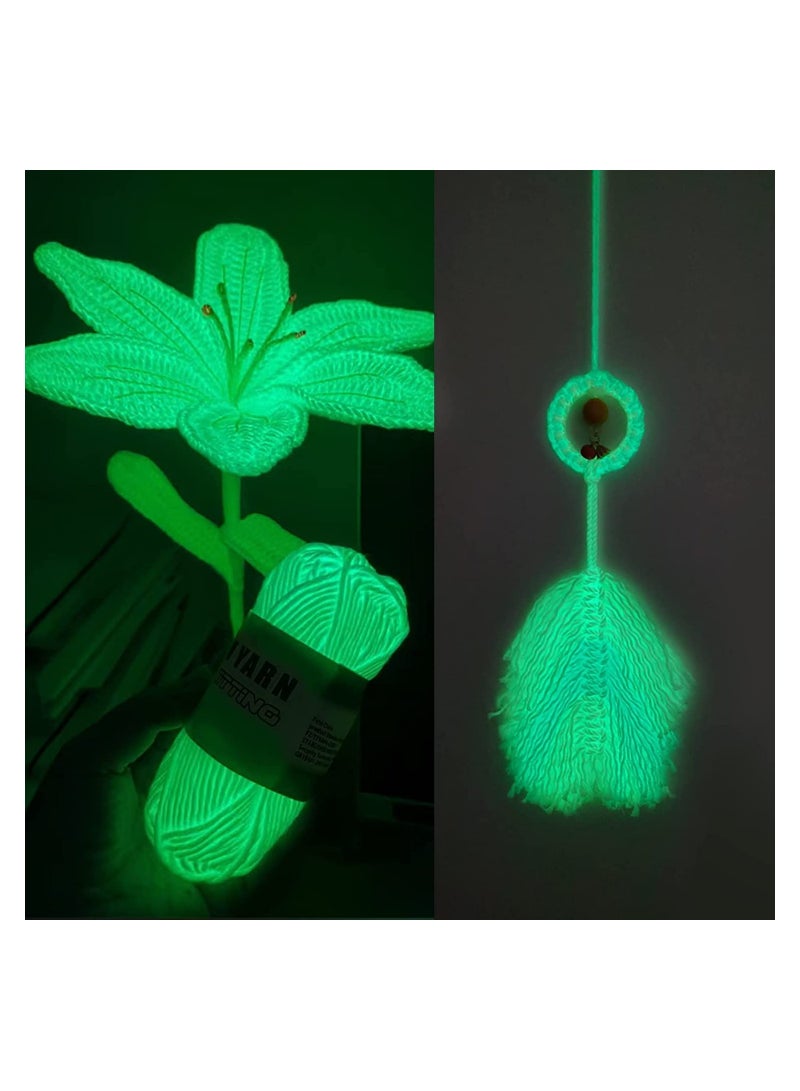 5Pcs Glow in The Dark Yarn, Luminous Yarn for Crocheting, 55 Yards Sewing Supplies, Scrubby Yarn for Beginners I Love This Yarn for Knitting,Crochet and DIY Party Supplies Fluorescent (Light Green) - Image 2