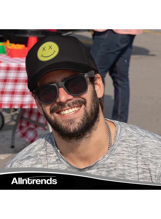 ALLNTRENDS Adult Trucker Hat Smiley Face Embroidered Baseball Cap Adjustable Snapback, Neon Pink, One size - Image 3