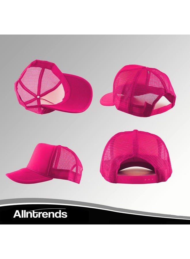 ALLNTRENDS Adult Trucker Hat Smiley Face Embroidered Baseball Cap Adjustable Snapback, Neon Pink, One size - Image 4