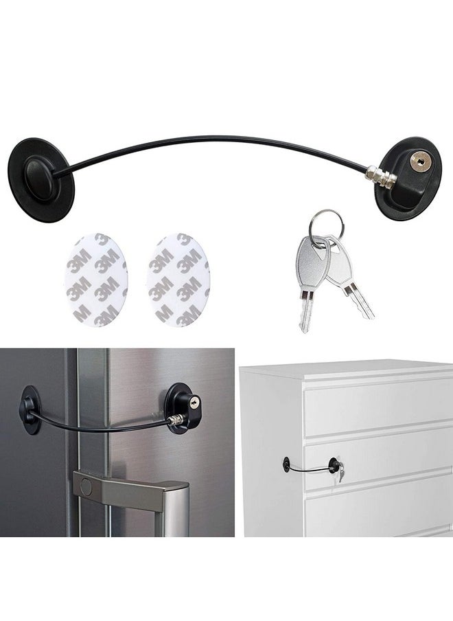 Maxxlite - Safety Door Locks With 2 Keys For Cupboard, Cabinets, Fridge & Freezers, Child Security Locks, Childproof Your House Adhesive Residue Freeblack - Image 1