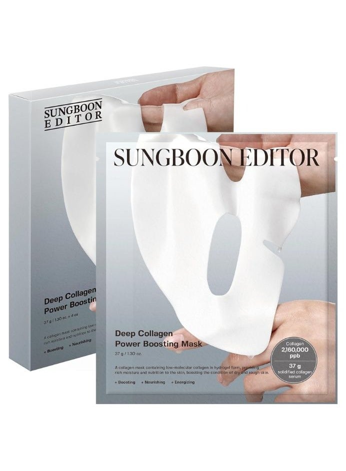 SUNGBOON EDITOR Deep Collagen Power Boosting Mask 37g 1.30oz x 4ea, Korean Skincare - Image 1