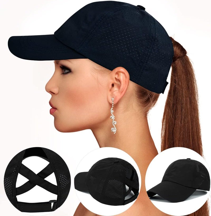 Bucaum Cross Hat Womens Baseball Cap -Cross Ponytail Hat Baseball Cap - Image 4