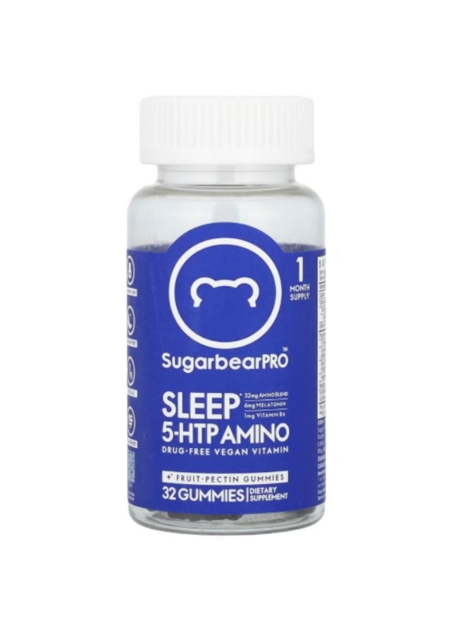 SugarbearPRO Sleep 5-HTP Amino Gummies – 32 Count Sleep Support Supplement - Image 1