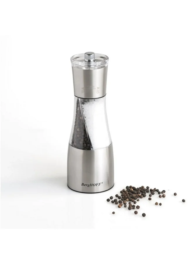 Berghoff Leo Essentials Duo Salt and Pepper Mill Silver and Clear 19 x 6.5 x 6.5 cm 1106244