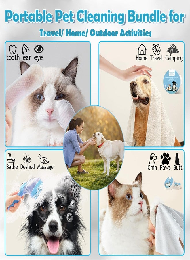 PetBoutiSEL Dog Bath Brush with Shampoo Dispenser - 4-in-1 Pet Bath Brush & Grooming Kit, Dog Shampoo Brush, Includes Silicone Scrubber Pet Shower Brush, Compressed Towel, Wipes & Tablets for Cat Shower - Image 4