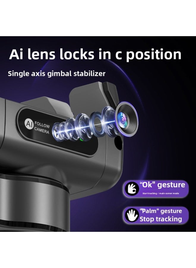 Mobile Phone Single Axis Stabilizer C22 Intelligent AI Face Tracking Handheld Live Shooting Anti-shake Pan/tilt Bracket-Colour:C22 [black] Single-axis Ai Gimbal Stabilizer
