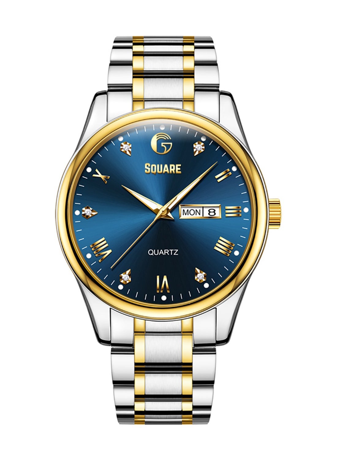 Gsquare Men Analog Quartz Blue Dial Stainless Steel Band Watch - 5563 