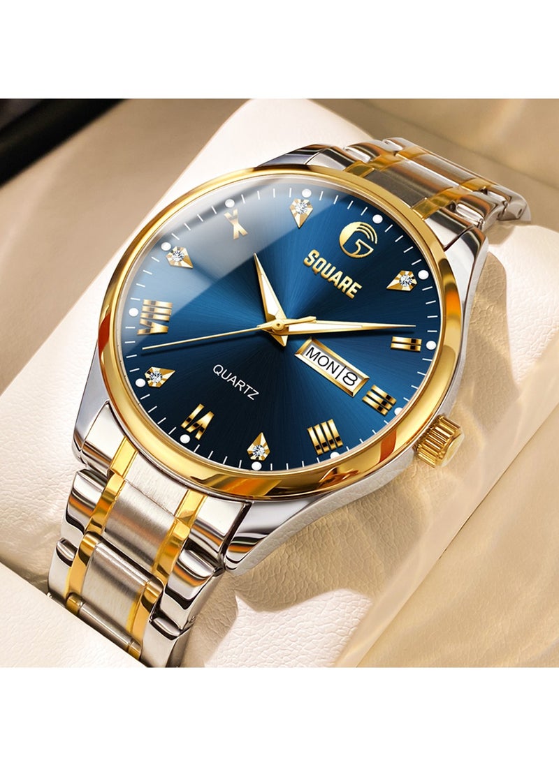 Gsquare Men Analog Quartz Blue Dial Stainless Steel Band Watch - 5563  - Image 3