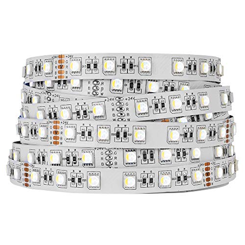 BTF-LIGHTING 5050 RGBW RGB+Cool White(6000K-7000K) 4 Colors in 1 LED Tape Light DC24V 5m 16.4ft 60LED/m Multi-Colored IP30 White 12mm PCB for Bedroom Kitchen Home Decoration(No Adapter or Controller) - Image 1