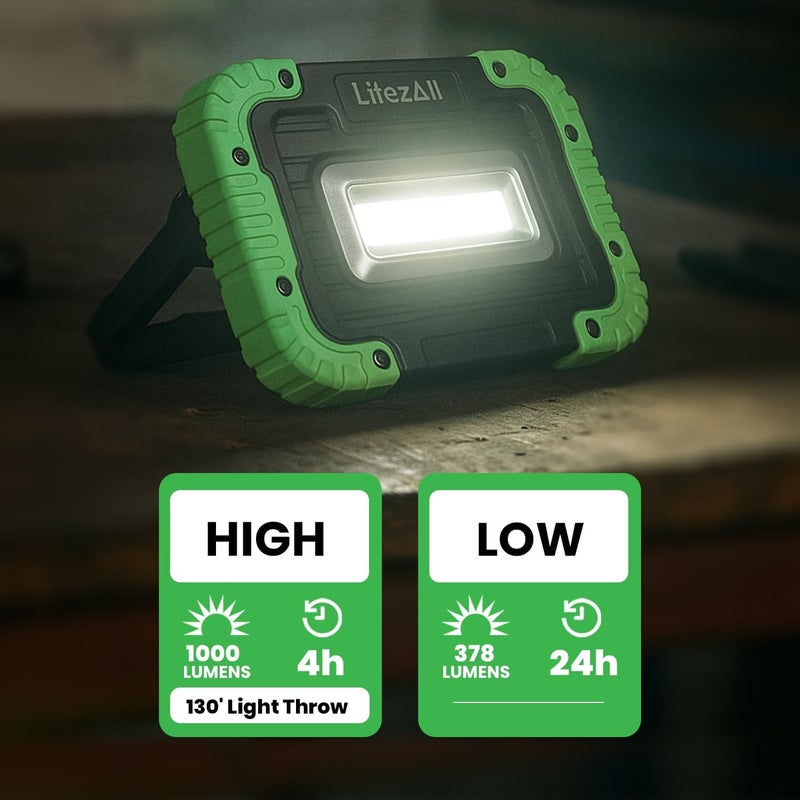 LitezAll 1000 Lumens Work Light with Support Stand - Black and Green - Image 5