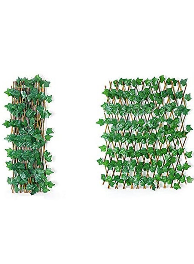 LINGWEI Wooden Fence with Artificial Green Leaf Green 175x119x12cm - Image 3