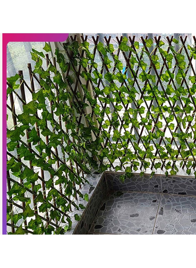 LINGWEI Wooden Fence with Artificial Green Leaf Green 175x119x12cm - Image 4