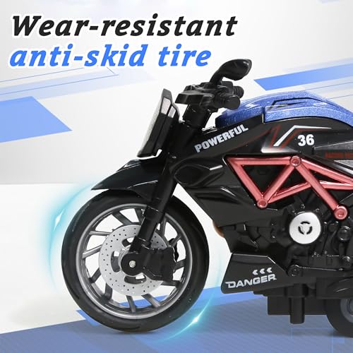 MQDMINI 4Pack PullBack Motorcycle Toys Friction Powered Kids Toy Cars with Lights Sounds Automatic Drive for Boys Girls Aged 312 - Image 5