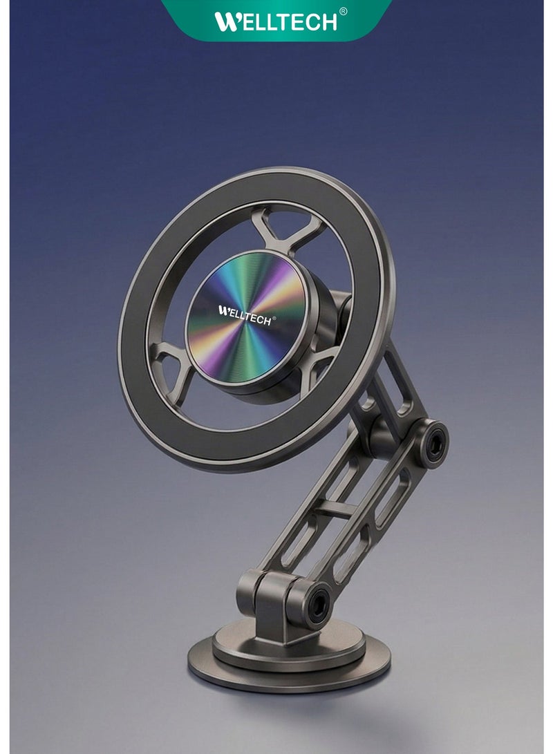 WELLTECH Magnetic Car Phone Holder Foldable Dashboard Mount 360° Rotation Strong Magnet Mobile Stand for iPhone Samsung – Welltech HOL777 - Image 1
