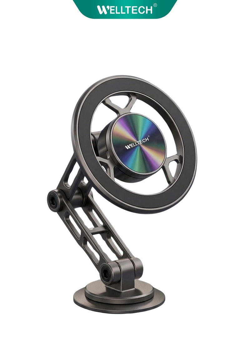 WELLTECH Magnetic Car Phone Holder Foldable Dashboard Mount 360° Rotation Strong Magnet Mobile Stand for iPhone Samsung – Welltech HOL777 - Image 4
