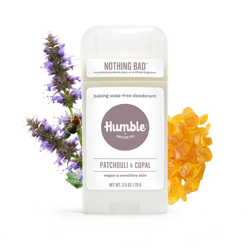 HUMBLE SIMPLE AND TRUE. HUMBLE BRANDS Aluminum-Free Deodorant, Vegan and Cruelty- free, Formulated for Sensitive Skin, Patchouli & Copal, 2.5 Ounce (Pack of 1) - Image 4