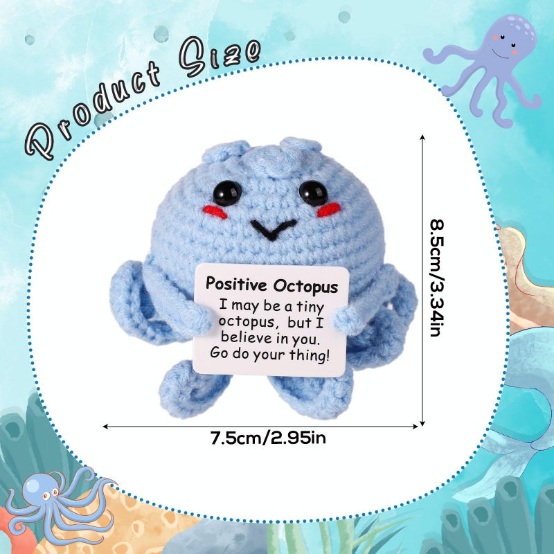 lasuroa lasuroa Positive Octopus, 7.5 cm, Cute Funny Positive Potatoes, Knitted Octopus Doll with Encouragement Card, Emotional Support, Positive Toy for Birthday Party, Decoration, Gift  - Image 2