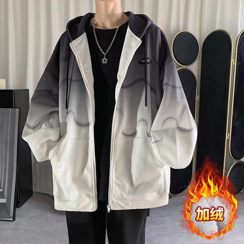 Gradient Hooded Jacket Plus Size WinterGradient black velvet Gradient black velvet
