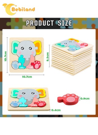 12 حزمة ألغاز خشبية للأطفال الصغار، ألغاز صور حيوانات ومركبات تعليمية، ألعاب تعليمية للأطفال من عمر 0-3 سنوات، هدية آمنة ما قبل المدرسة للأولاد والبنات - view 2
