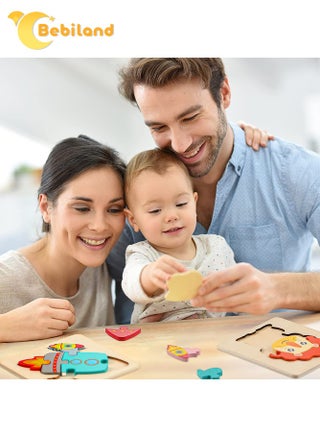 12 حزمة ألغاز خشبية للأطفال الصغار، ألغاز صور حيوانات ومركبات تعليمية، ألعاب تعليمية للأطفال من عمر 0-3 سنوات، هدية آمنة ما قبل المدرسة للأولاد والبنات - view 5