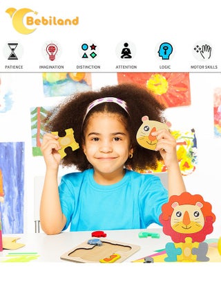 12 حزمة ألغاز خشبية للأطفال الصغار، ألغاز صور حيوانات ومركبات تعليمية، ألعاب تعليمية للأطفال من عمر 0-3 سنوات، هدية آمنة ما قبل المدرسة للأولاد والبنات - view 4