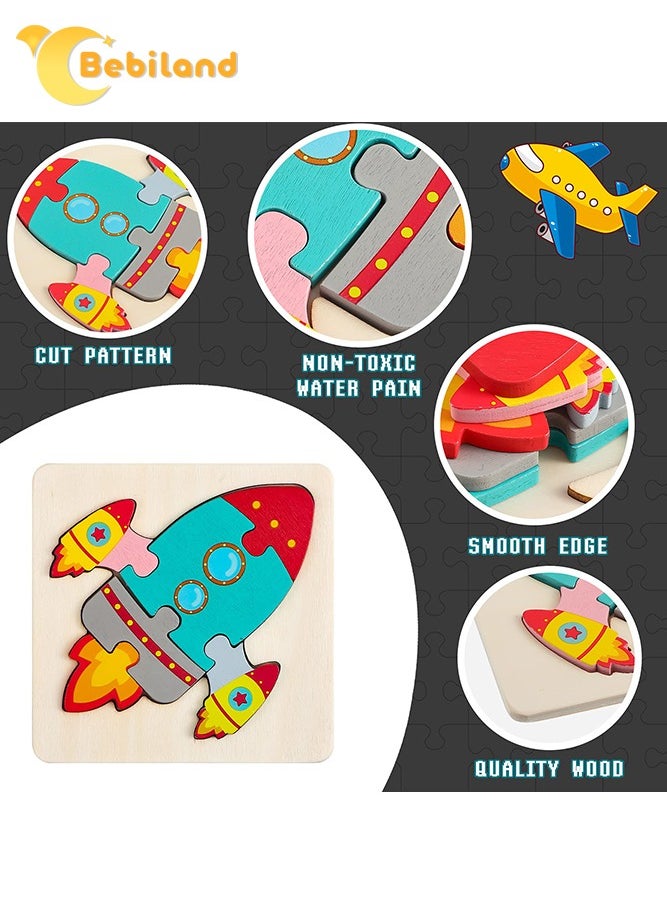 Bebiland 12 Packs Wooden Animal Puzzles for Boys Girls, Montessori Educational Learning Toy Animal Shape Jigsaw Puzzles Stem Travel Toy Party Favors  - Image 3