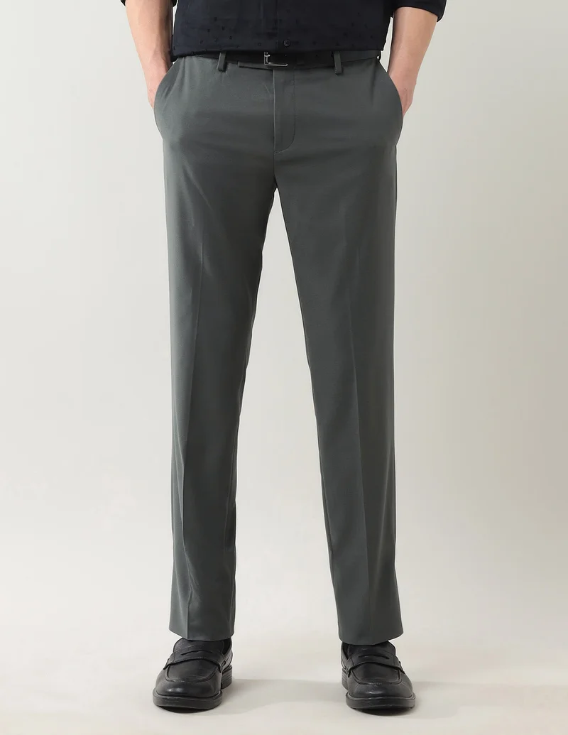 Arrow Regular Fit Solid Spring Sorbet Trousers