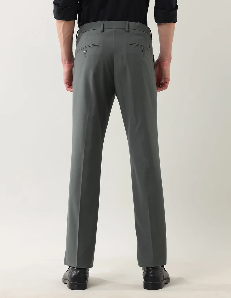 Arrow Green Regular Fit Solid Spring Sorbet Trousers for Men | Best Price UAE
