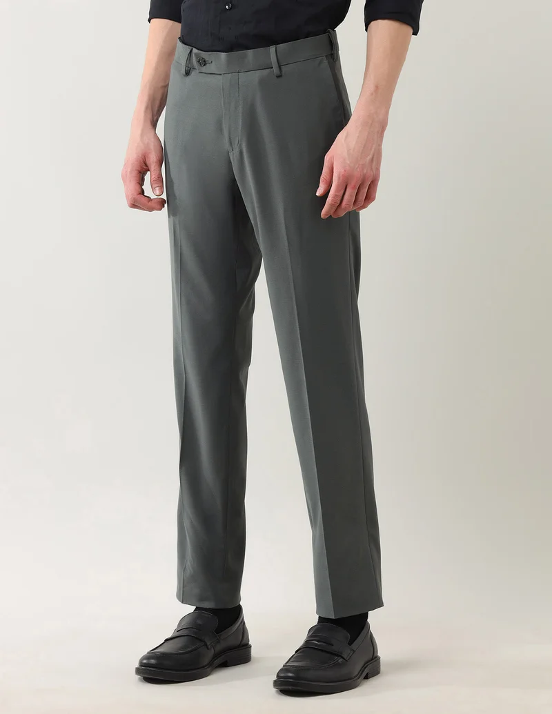 Arrow Green Regular Fit Solid Spring Sorbet Trousers for Men | Best Price UAE
