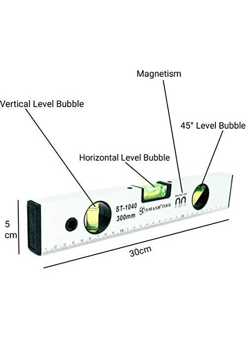 DARIT DARIT SMASH PROFESSIONAL HighPrecision Spirit Level Aluminium Alloy Ruler Magnetic Multiple Sizes Spirit Level Ruler with Fluorescent Amplification BlistersShockResistant 60cm 600mm  - Image 4